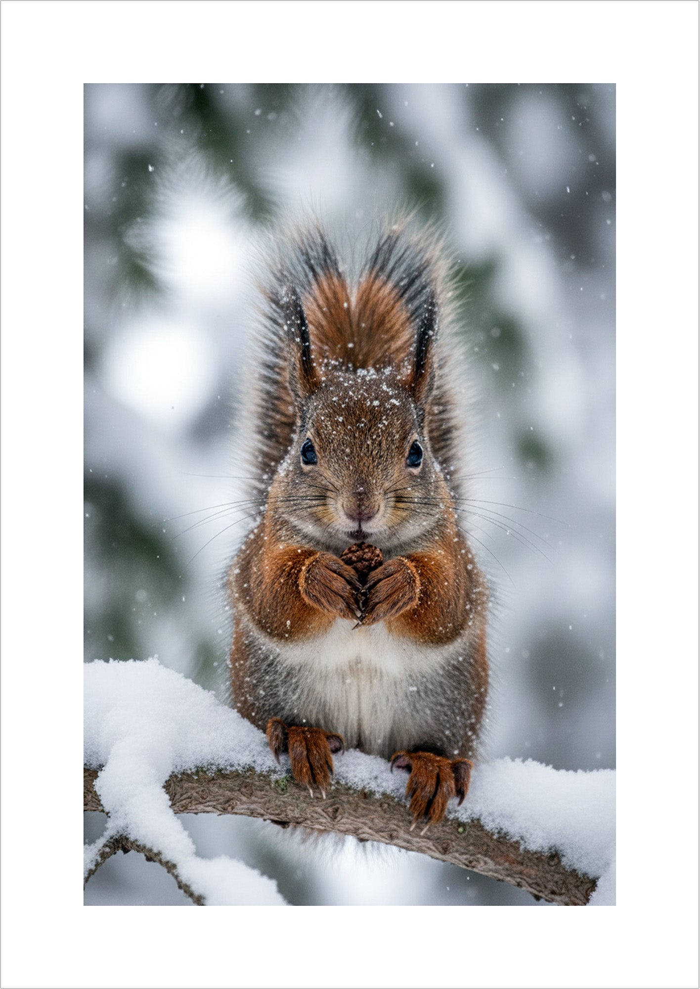 Poster Eichhörnchen im Schnee freigestellt