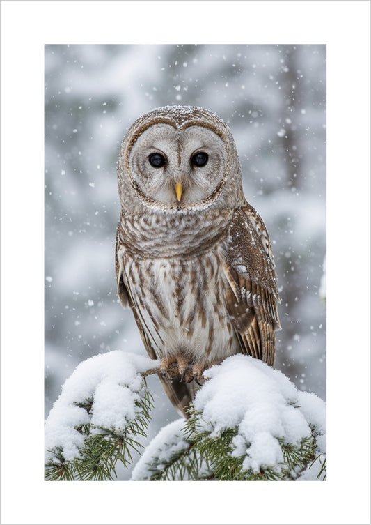 Poster Eule im Schnee freigestellt