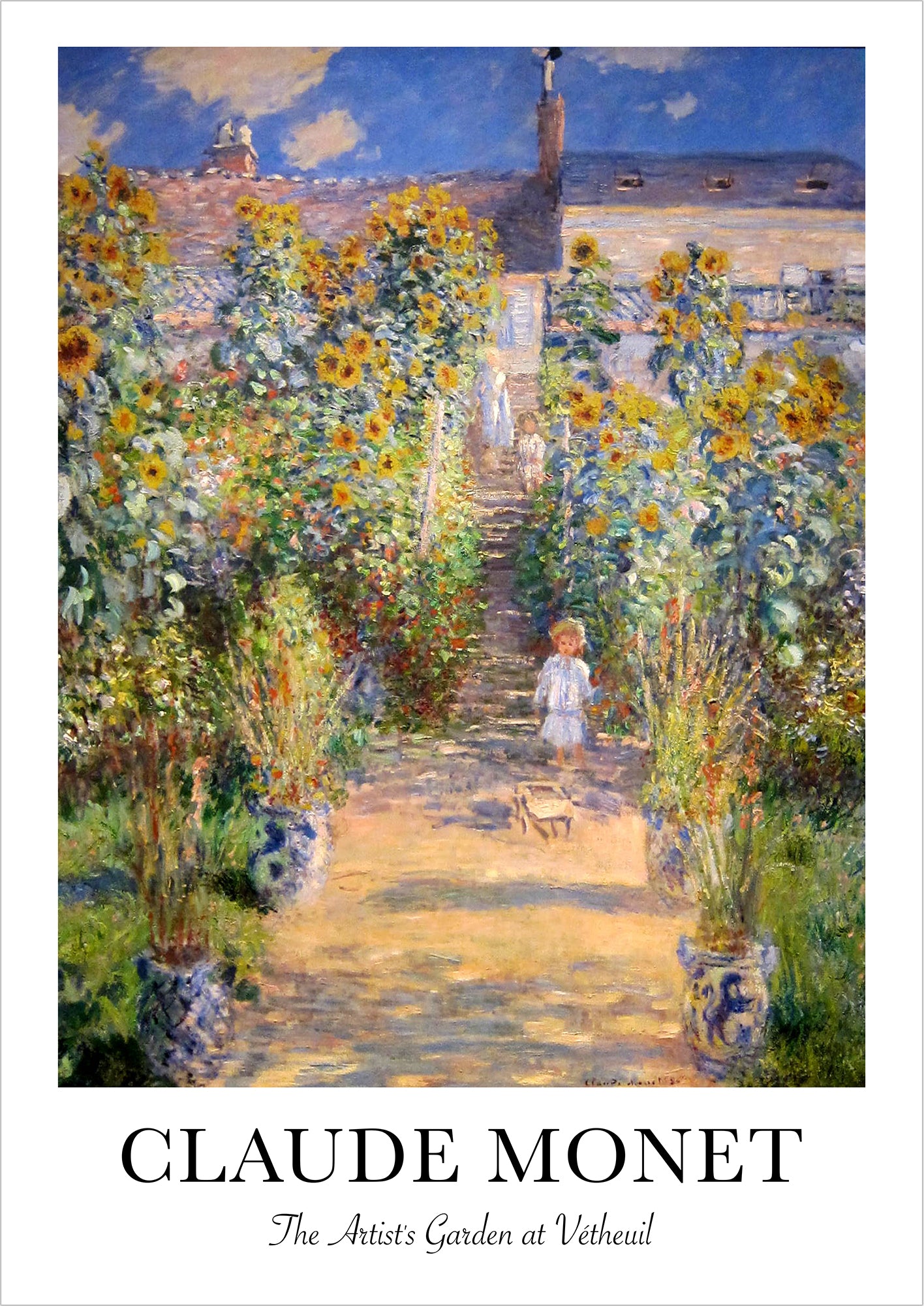 The Artist's Garden at Vétheuil von Claude Monet als Poster, freigestellt auf weißem Hintergrund