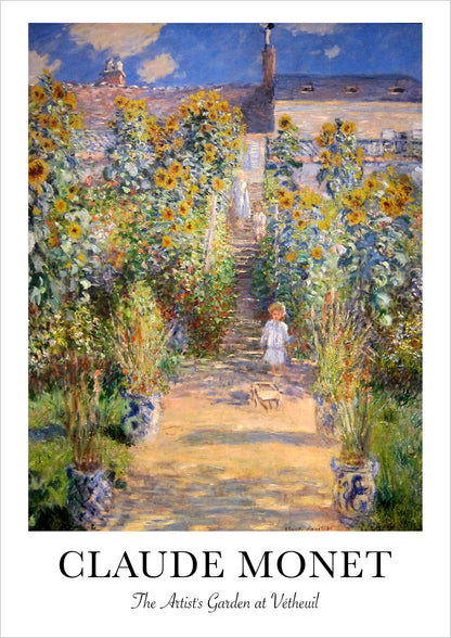 The Artist's Garden at Vétheuil von Claude Monet als Poster, freigestellt auf weißem Hintergrund