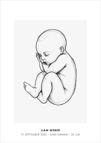 Poster Baby Sketch Geburtsposter 2 freigestellt