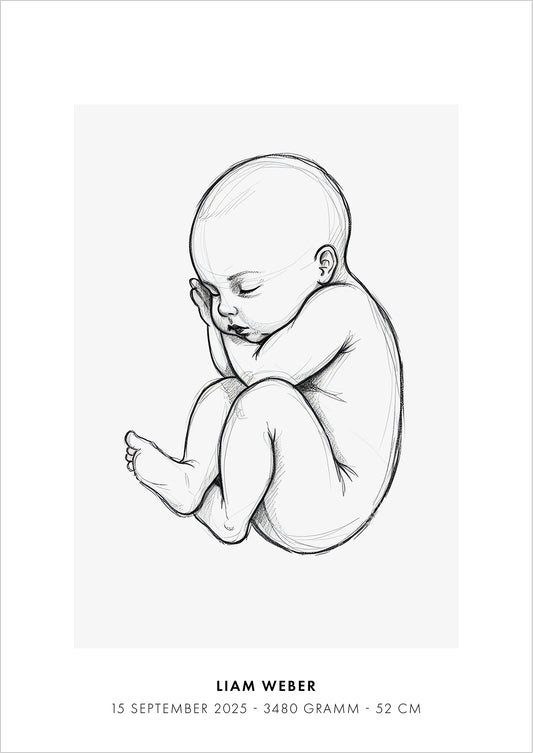 Poster Baby Sketch Geburtsposter 2 freigestellt