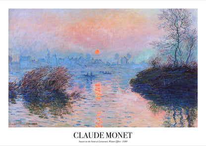 Claude Monet – Sunset on the Seine at Lavacourt, Winter Effect als hochwertiges Poster auf weißem Hintergrund freigestellt