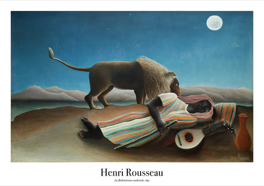 Henri Rousseau – The Sleeping Gypsy als hochwertiges Poster auf weißem Hintergrund freigestellt