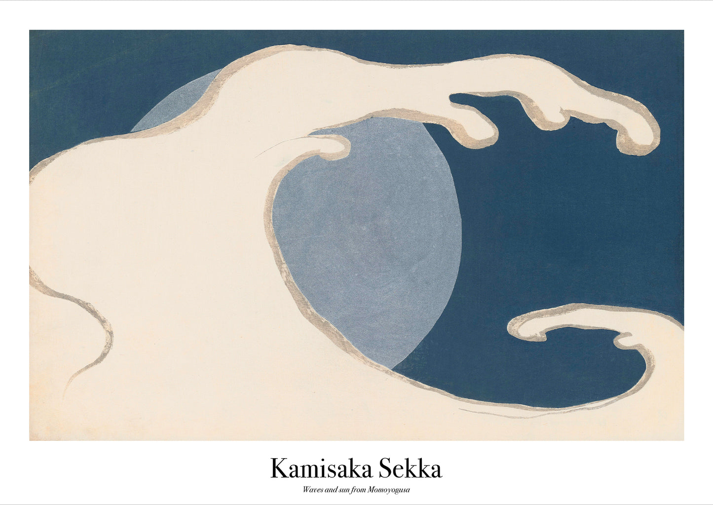 Kamisaka Sekka – Waves and Sun (from Momoyogusa) als hochwertiges Poster auf weißem Hintergrund freigestellt