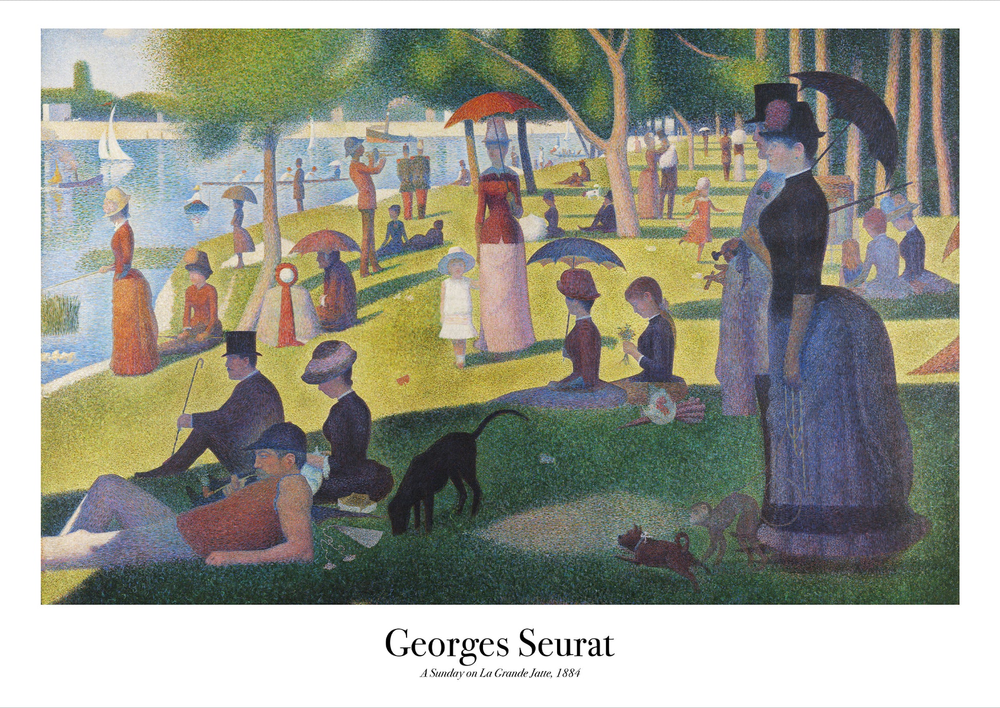 A Sunday Afternoon on the Island of La Grande Jatte von Georges Seurat Poster auf weißem Hintergrund freigestellt