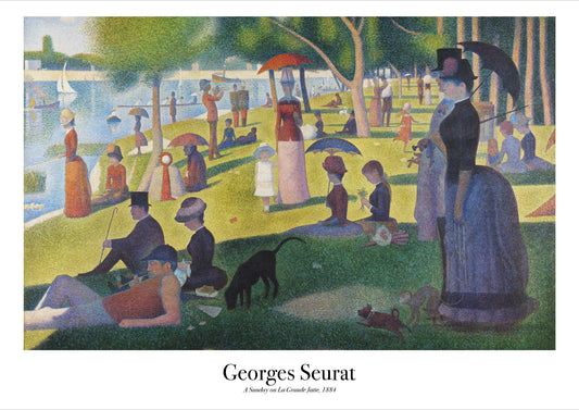 A Sunday Afternoon on the Island of La Grande Jatte von Georges Seurat Poster auf weißem Hintergrund freigestellt