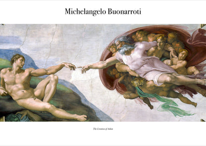 The Creation of Adam von Michelangelo Poster auf weißem Hintergrund freigestellt
