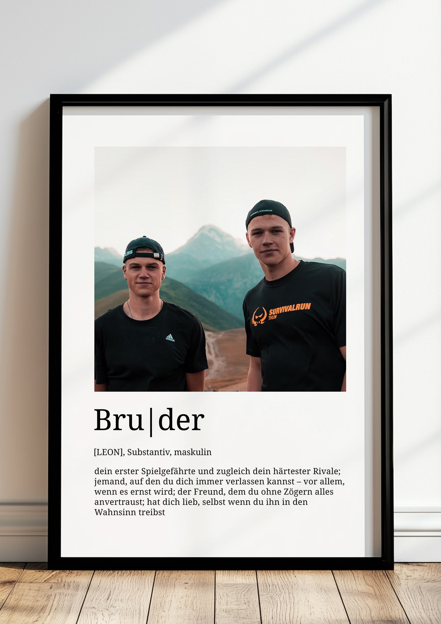 Poster Bruder mit Definition und eigenem Foto, hochwertiger Kunstdruck im Rahmen