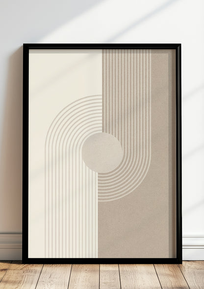 Sandfarbenes Grafikposter mit moderner Linienführung und minimalistischem Look
