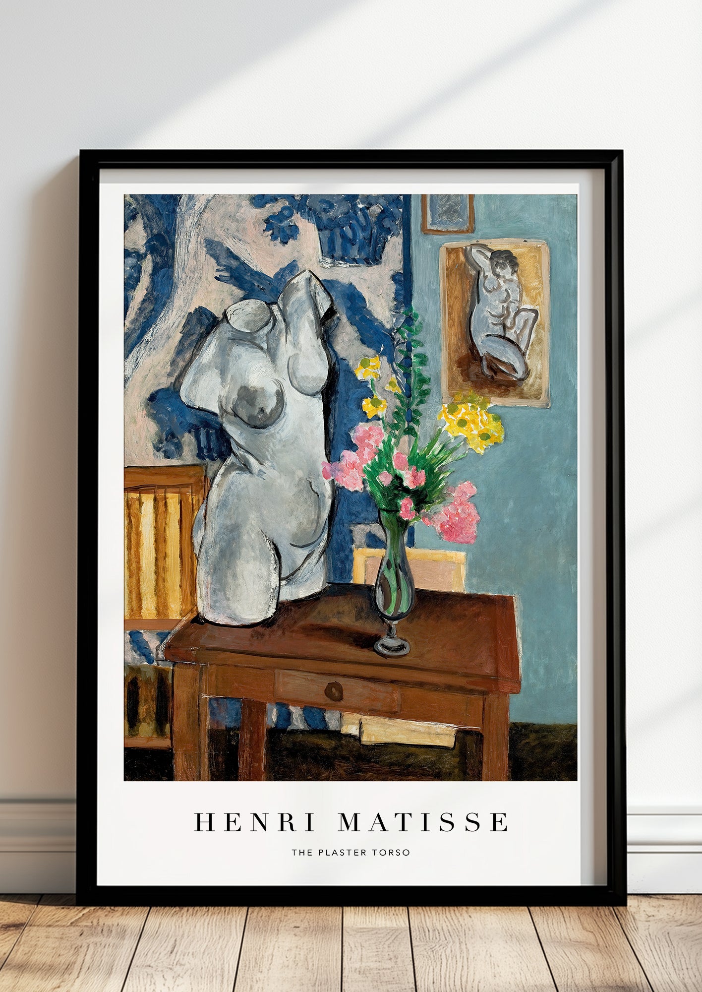 Plaster Torso von Henri Matisse Kunstdruck im schwarzen Rahmen, an Wand gelehnt