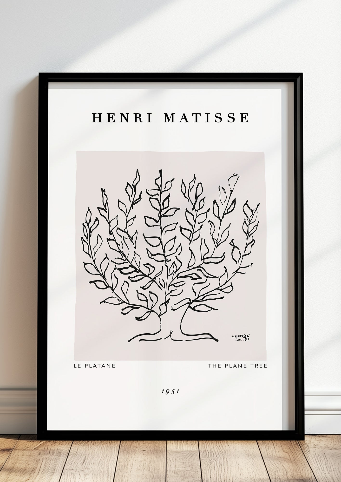 The Plane Tree von Henri Matisse Kunstdruck im schwarzen Rahmen, an Wand gelehnt