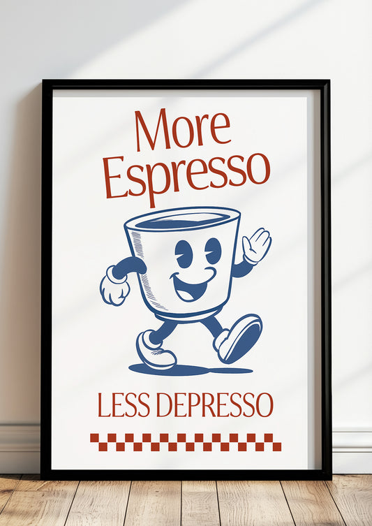 Illustration im Comicstil mit Kaffee-Slogan