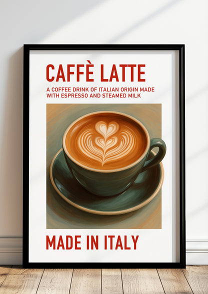 Typografisches Kaffee-Poster mit Herkunftshinweis
