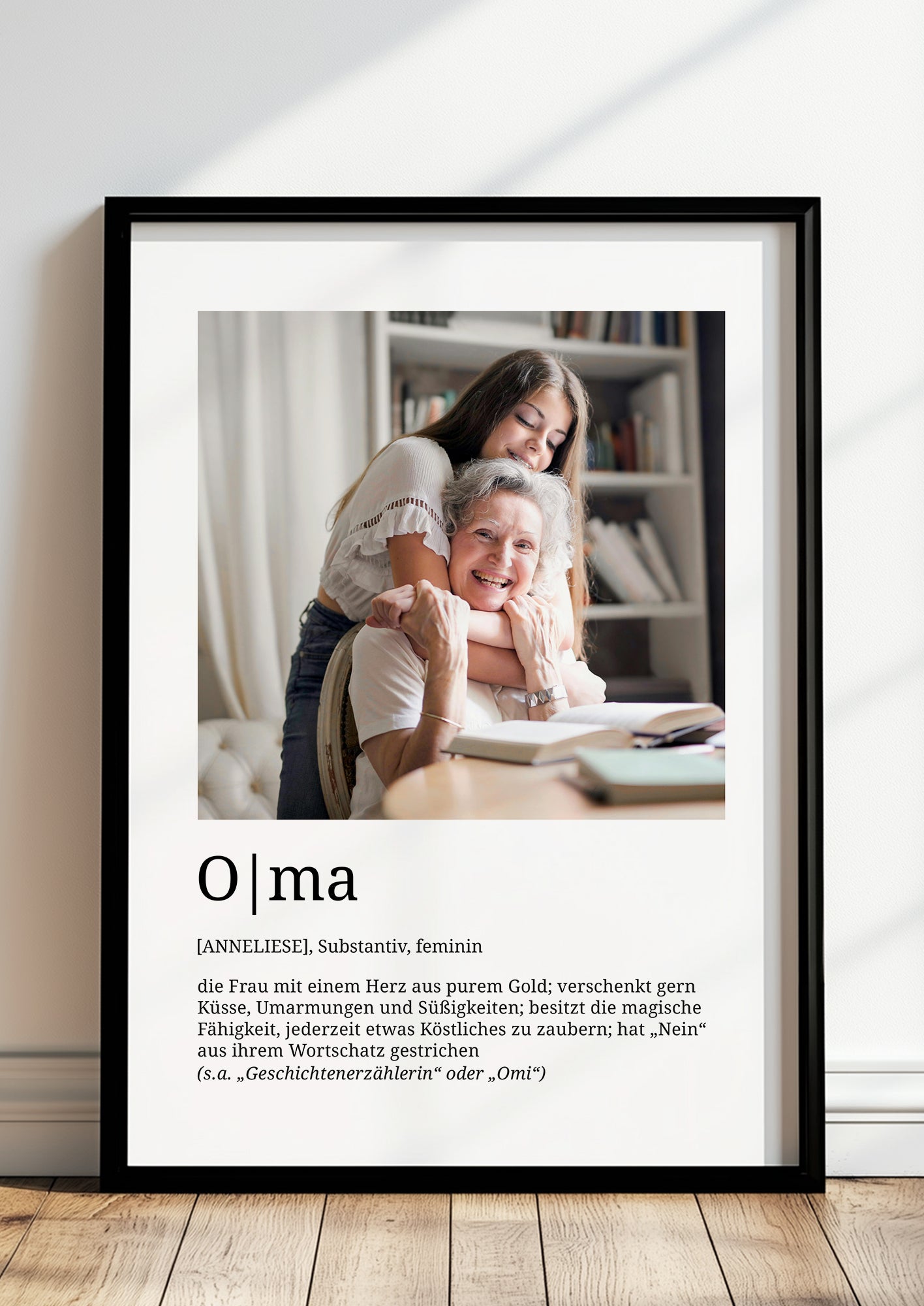 Poster Oma mit Definition, hochwertiger Druck im eleganten Rahmen personalisiert