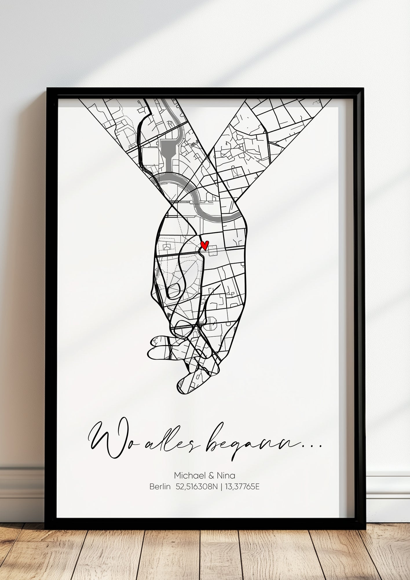 Wo alles Begann - Hand in Hand - Koordinaten - Personalisiert