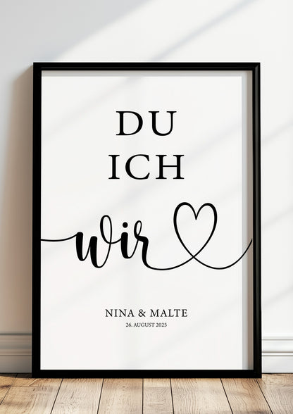 Poster Du Ich Wir im schwarzen Rahmen stehend