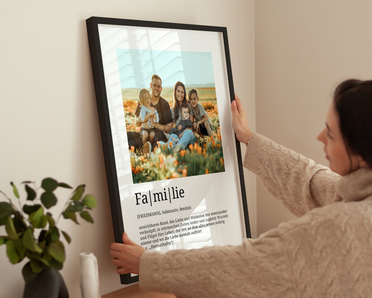 Personalisiertes Familie Poster als Geschenk für Eltern, mit Foto und Name gestaltet