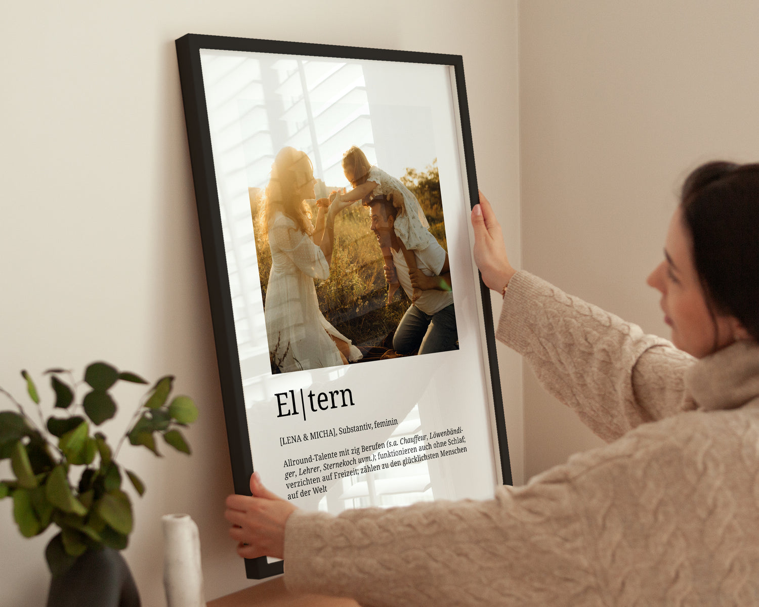 Individuelles Poster Eltern Definition, personalisiertes Geschenk mit Foto und Name
