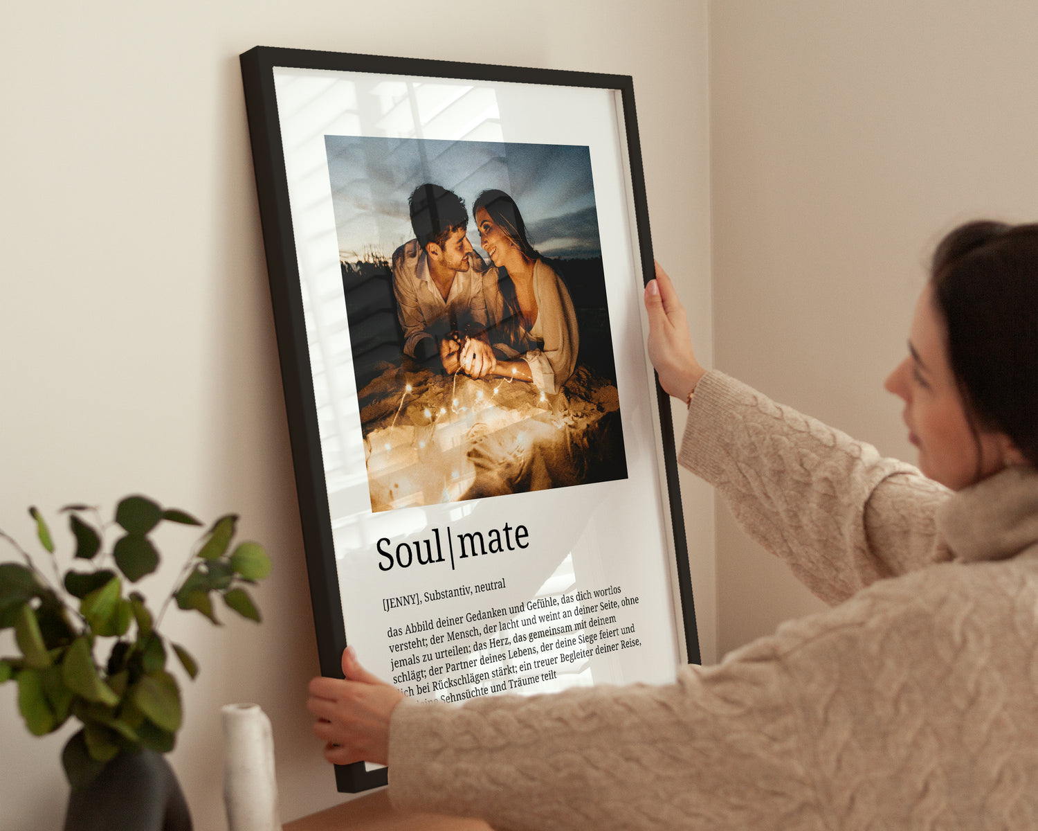 Individuelles Soulmate Poster als Geschenk zum Valentinstag oder Jahrestag, personalisiert mit Foto