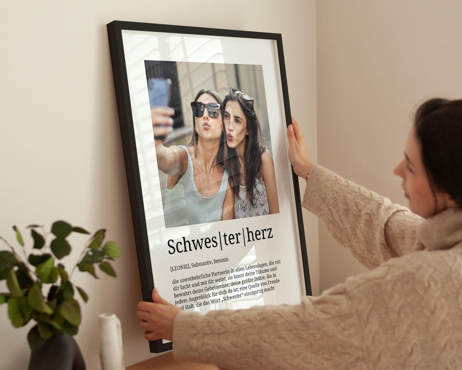 Liebevolles Geschenk für die Schwester – Poster Schwesterherz mit Foto und Name personalisiert