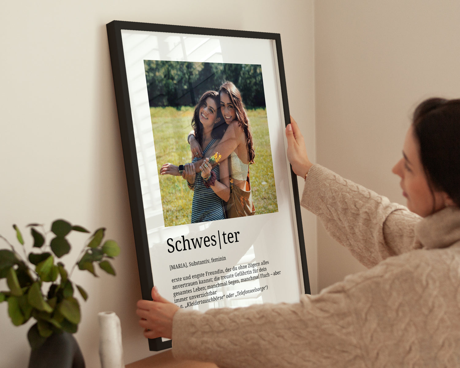 Individuelles Poster Schwester mit Definition, personalisiertes Geschenk für die Schwester