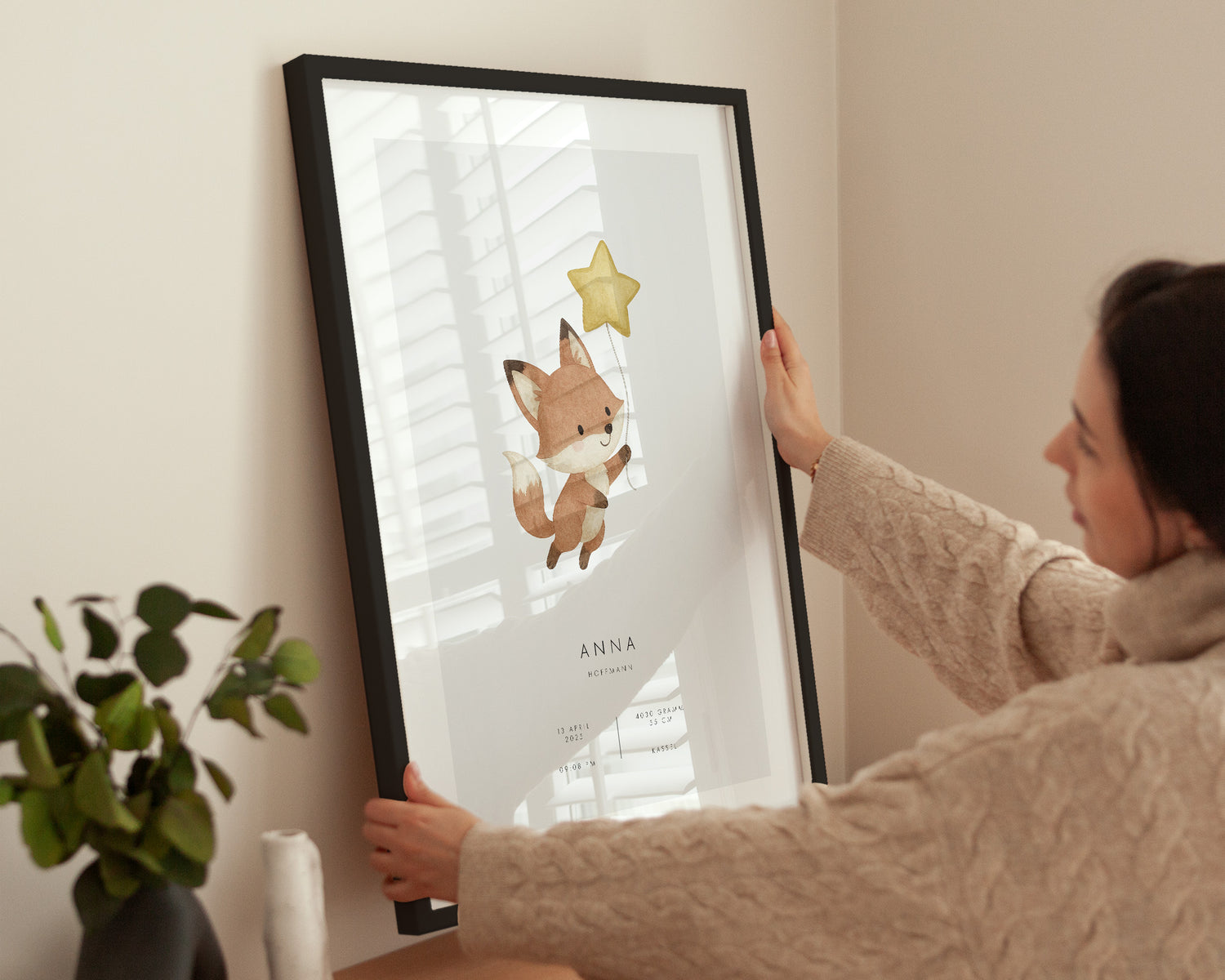 Poster Kleiner Fuchs an Wand aufgehängt