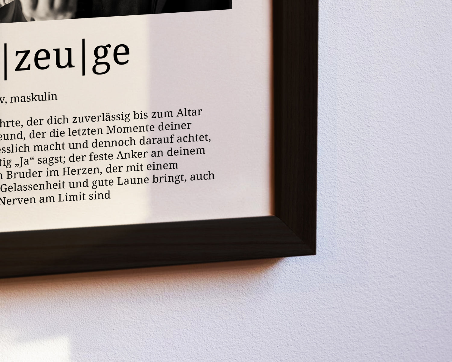 „Detailansicht Trauzeuge Definition Poster personalisiert, hochwertiger Druck mit Rahmenoption“