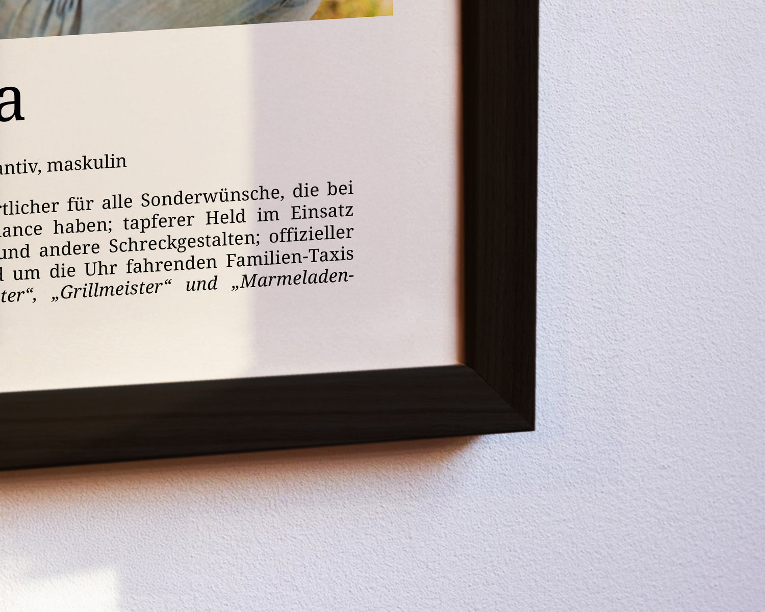 Detailaufnahme Poster Schwester Definition personalisiert, edler Druck auf Galeriepapier