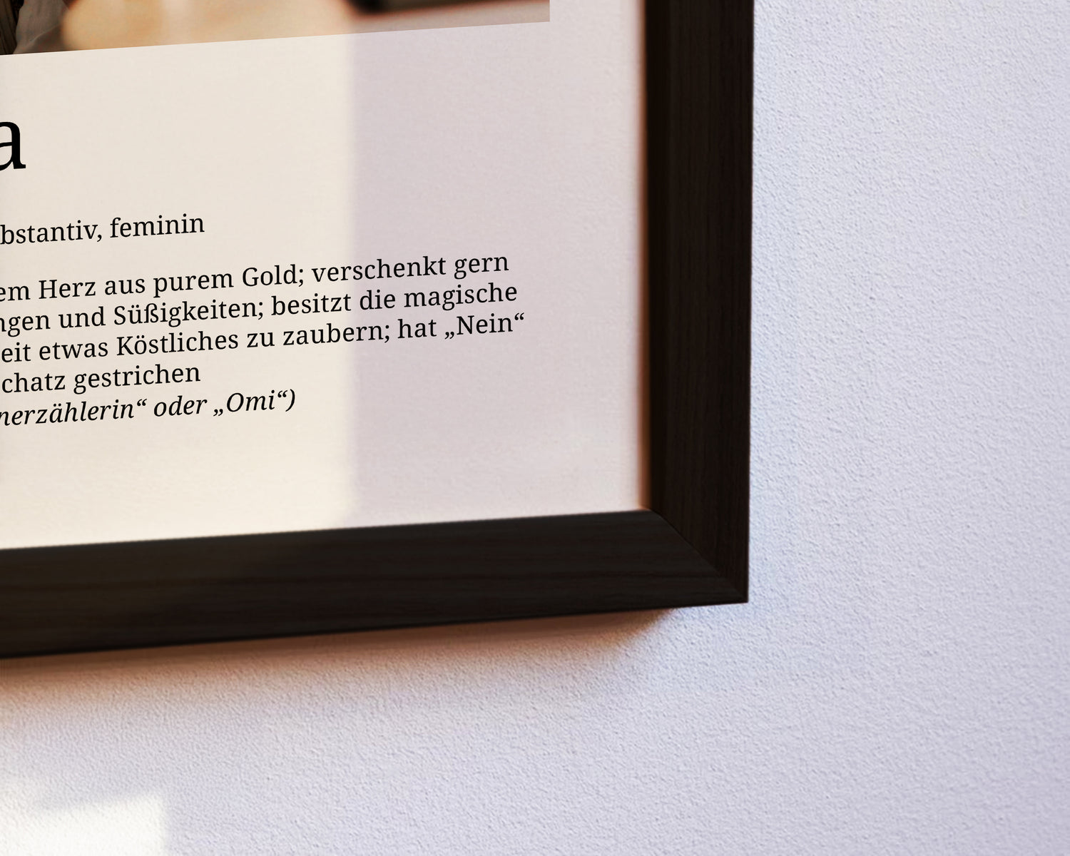 Detailansicht Oma Definition Poster personalisiert, Kunstdruck in Galeriequalität