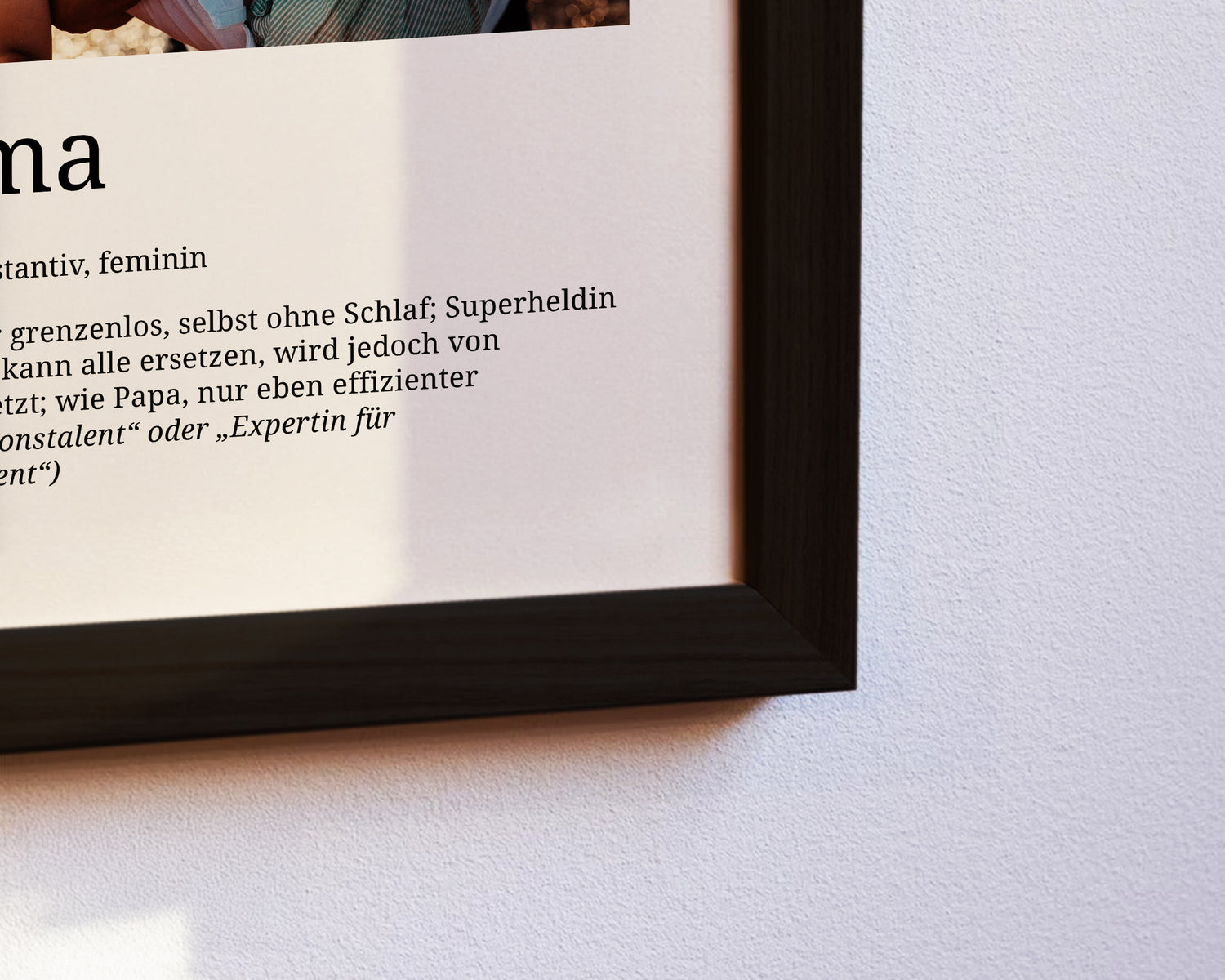Detailaufnahme Mama Poster personalisiert, hochwertiger Druck auf Galeriepapier