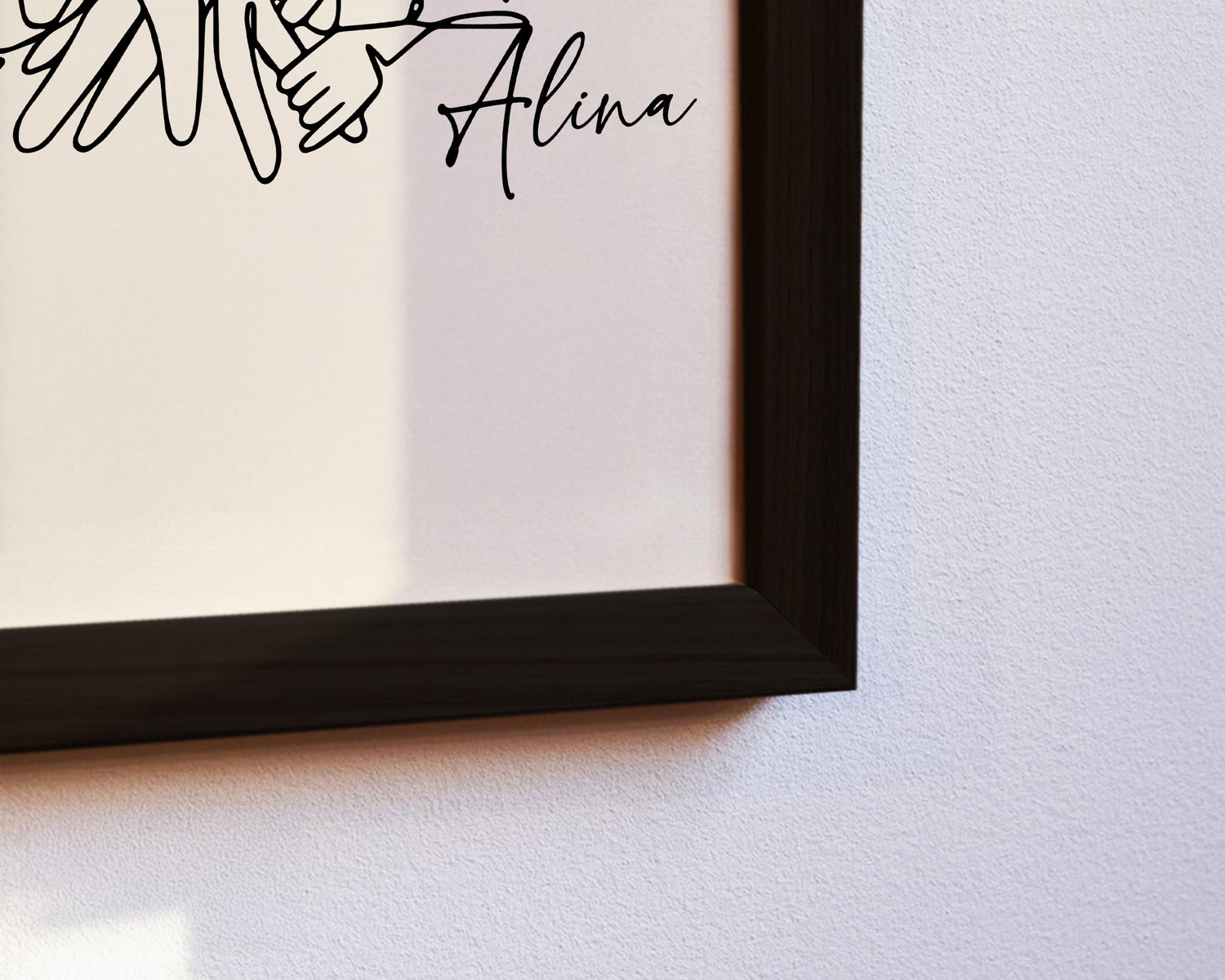 Detailaufnahme Familienposter – modernes One Line Bild einer 5er Familie.