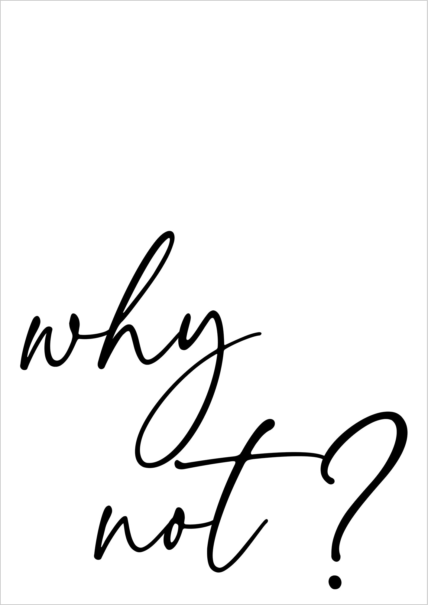 freigestellt modernes Poster mit dem Schriftzug Why Not in schwarzer Typografie auf weißem Hintergrund minimalistisches Design