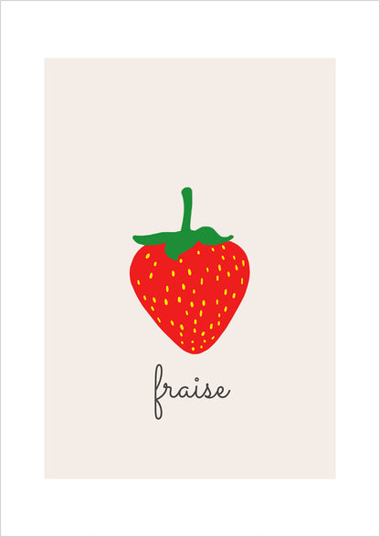 Kunstposter „Strawberry Illustration - Fraise“.