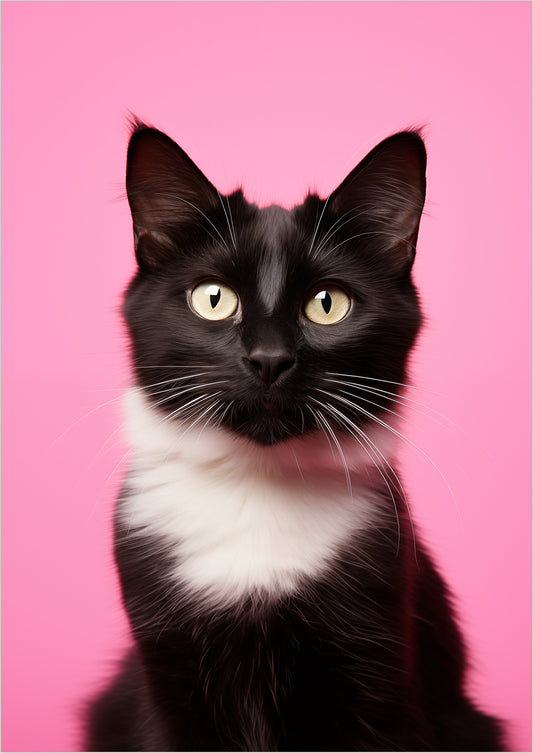 Kunstposter „Cat 3 On Pink Background“ ohne Rahmen.