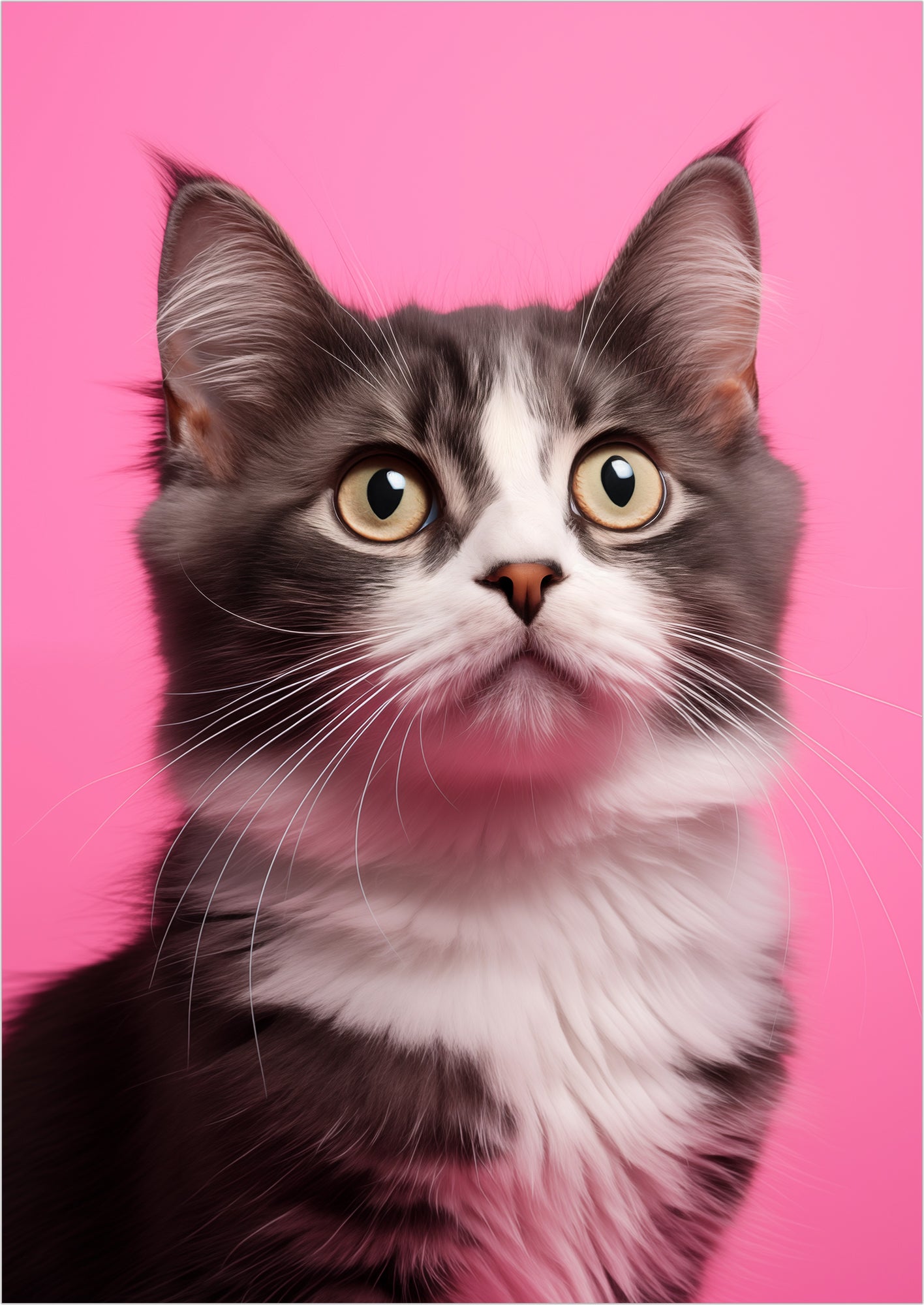 Kunstposter „Cat 2 On Pink Background“ ohne Rahmen.