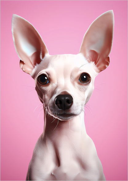 Kunstposter „Chihuahua On Pink Background“.