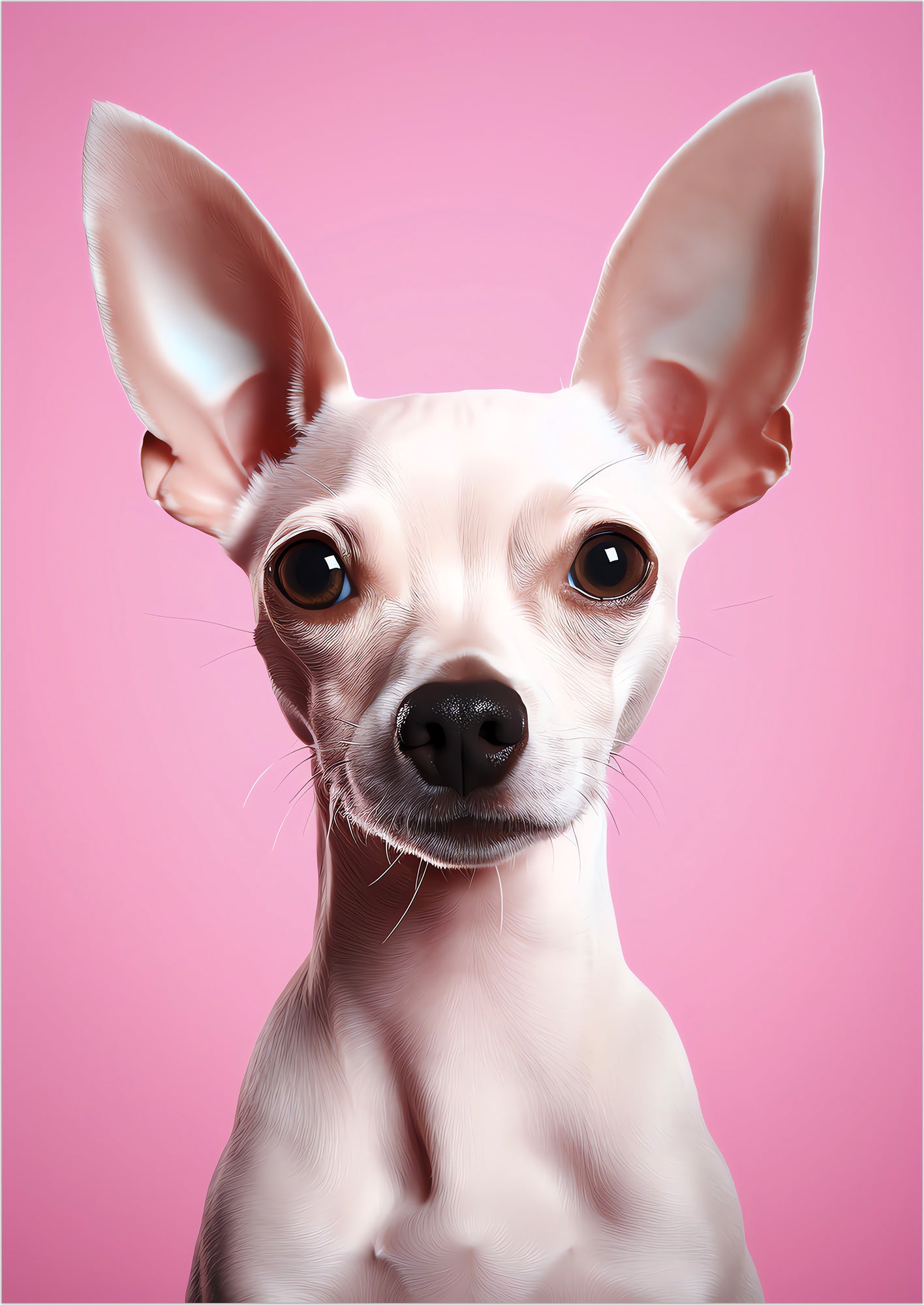 Kunstposter „Chihuahua On Pink Background“.