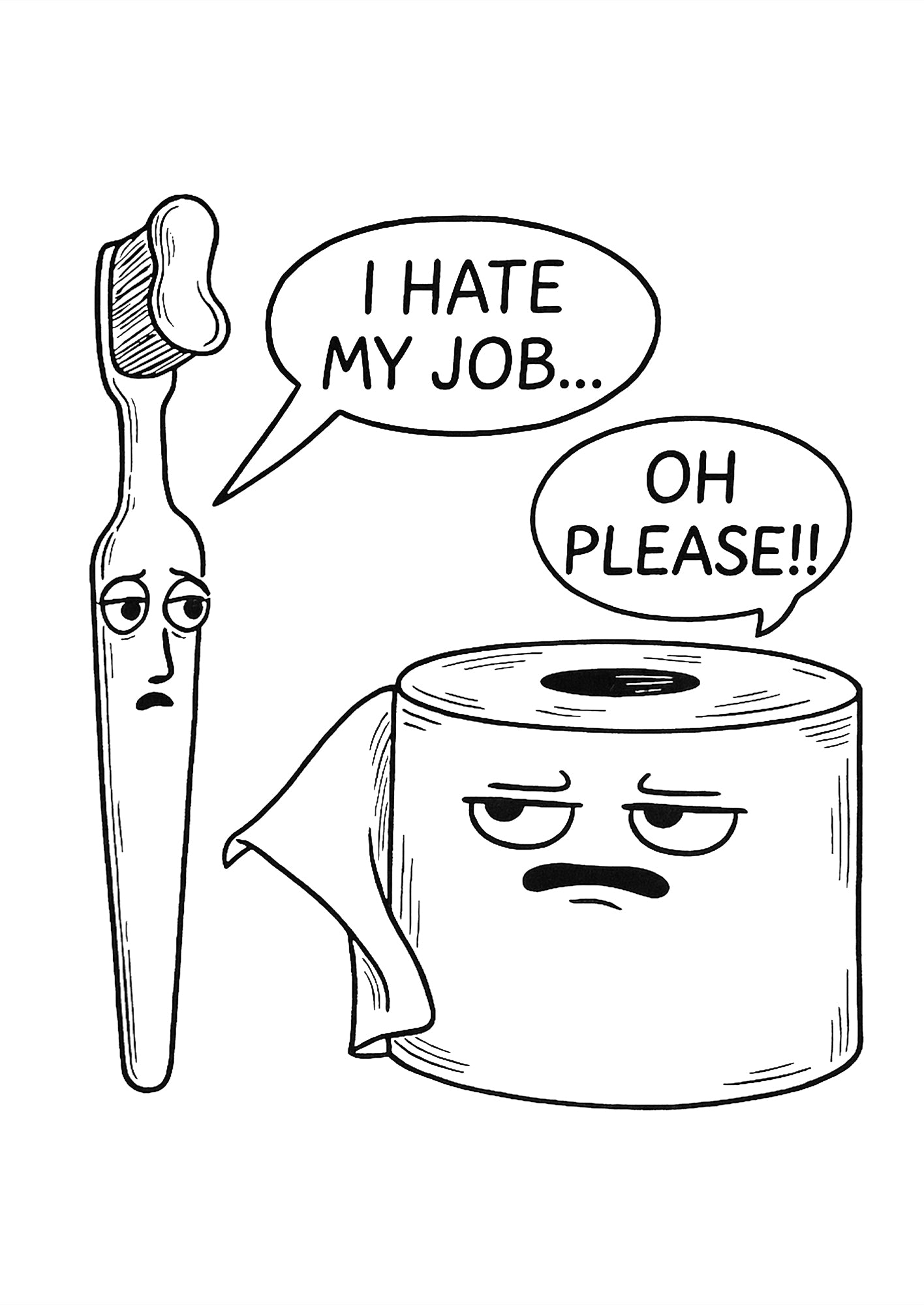 Zahnbürste und Klopapier Cartoon Poster freigestellt