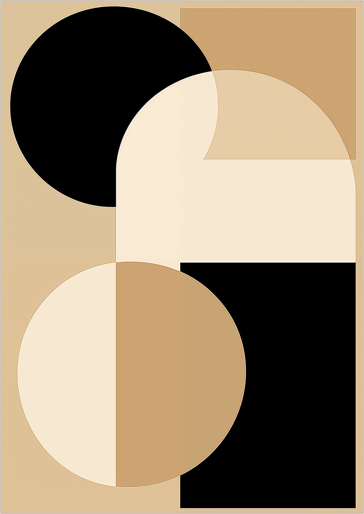 Kunstposter „BAUHAUS - Beige Brown Black 3“ ohne Rahmen freigestellt auf weiß.