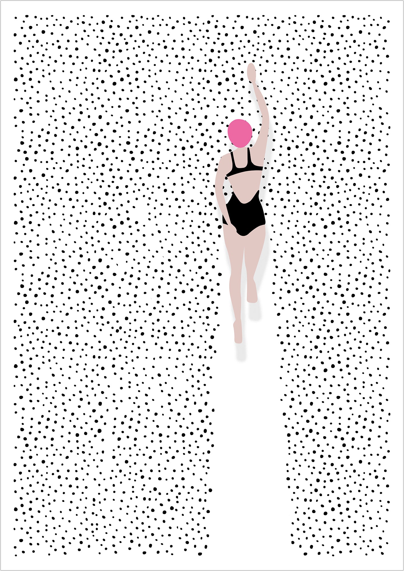 Kunstposter „Swimming In Dots“, ohne Rahmen, freigestellt auf weißem Hintergrund.
