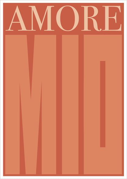 Kunstposter „Amore Mio“, ohne Rahmen, freigestellt auf weißem Hintergrund.