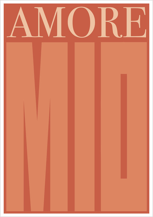 Kunstposter „Amore Mio“, ohne Rahmen, freigestellt auf weißem Hintergrund.