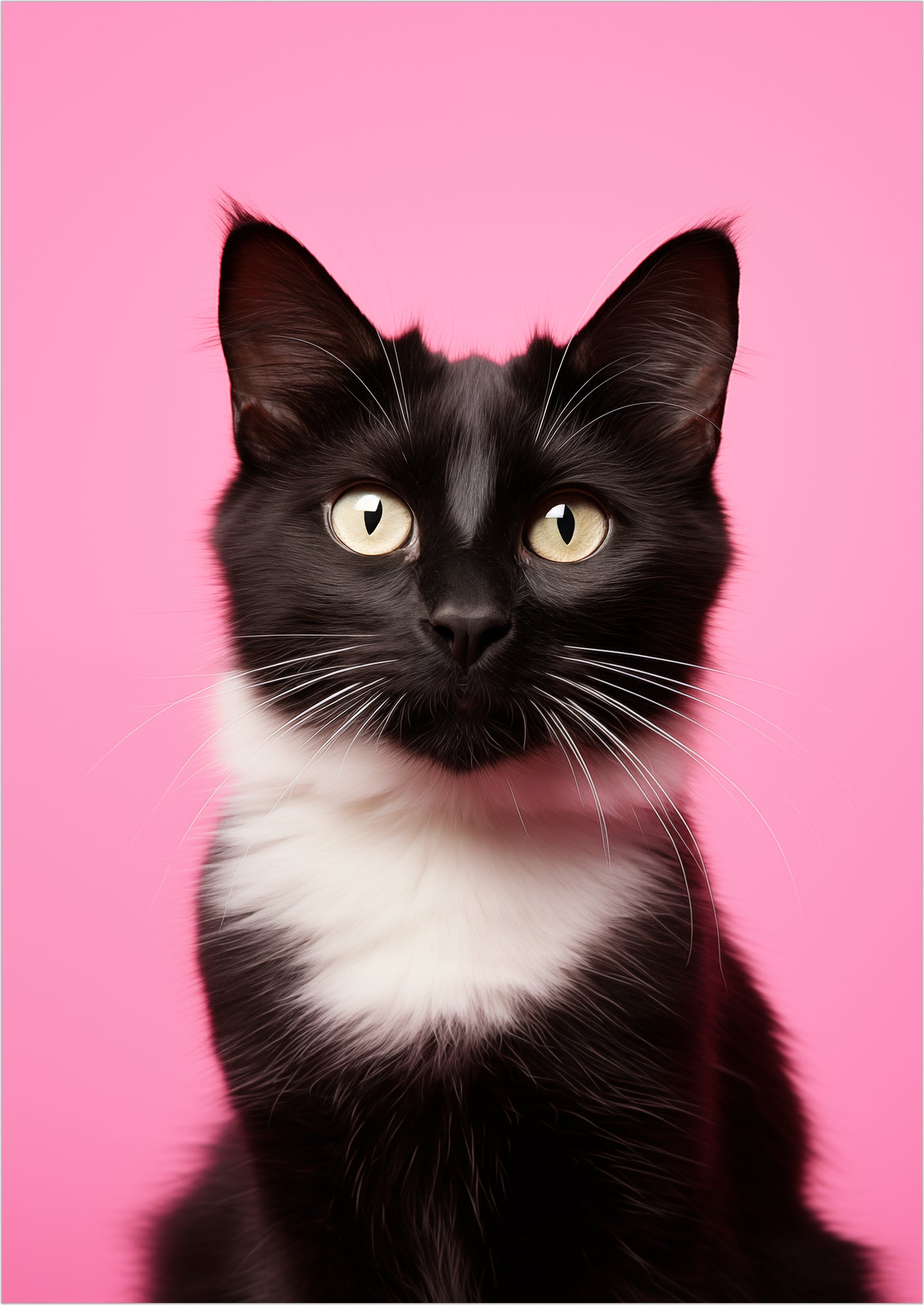 Kunstposter „Cat 3 On Pink Background“ ohne Rahmen.