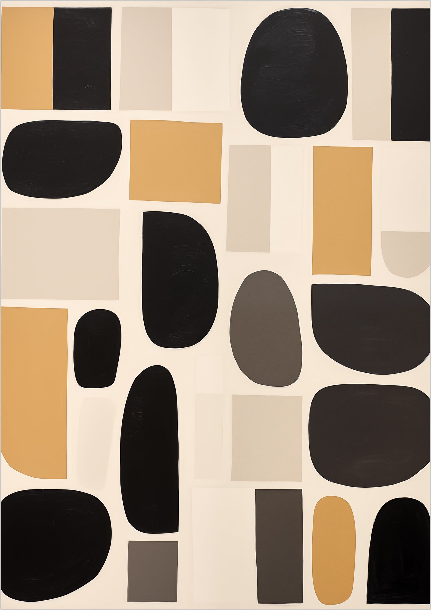 Kunstposter „BAUHAUS - Circles - Beige Brown Black“ ohne Rahmen freigestellt auf weiß.