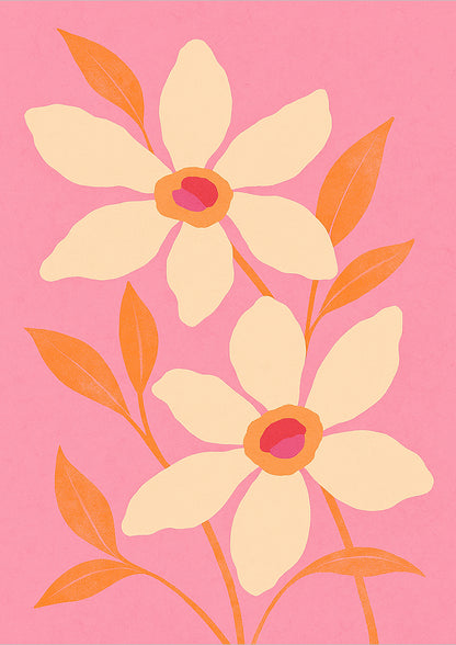 freigestelltes Pink Flowers Poster mit stilisierten Blüten