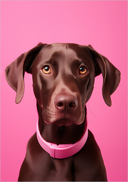 Kunstposter „Labrador On Pink Background“.