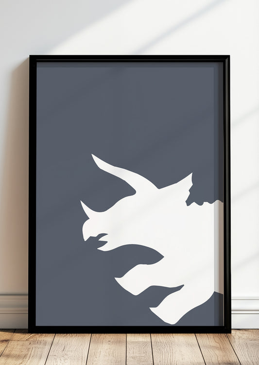 eine nahaufnahme zeigt die klaren linien und details der triceratops illustration die dem motiv einen minimalistischen charakter verleihen