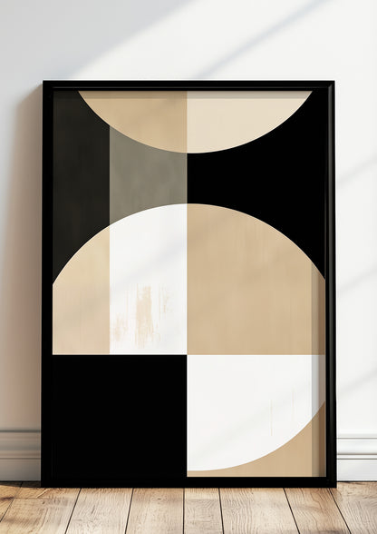 Gerahmtes Poster „BAUHAUS - Beige Brown Black 2“ in modernem Raum.