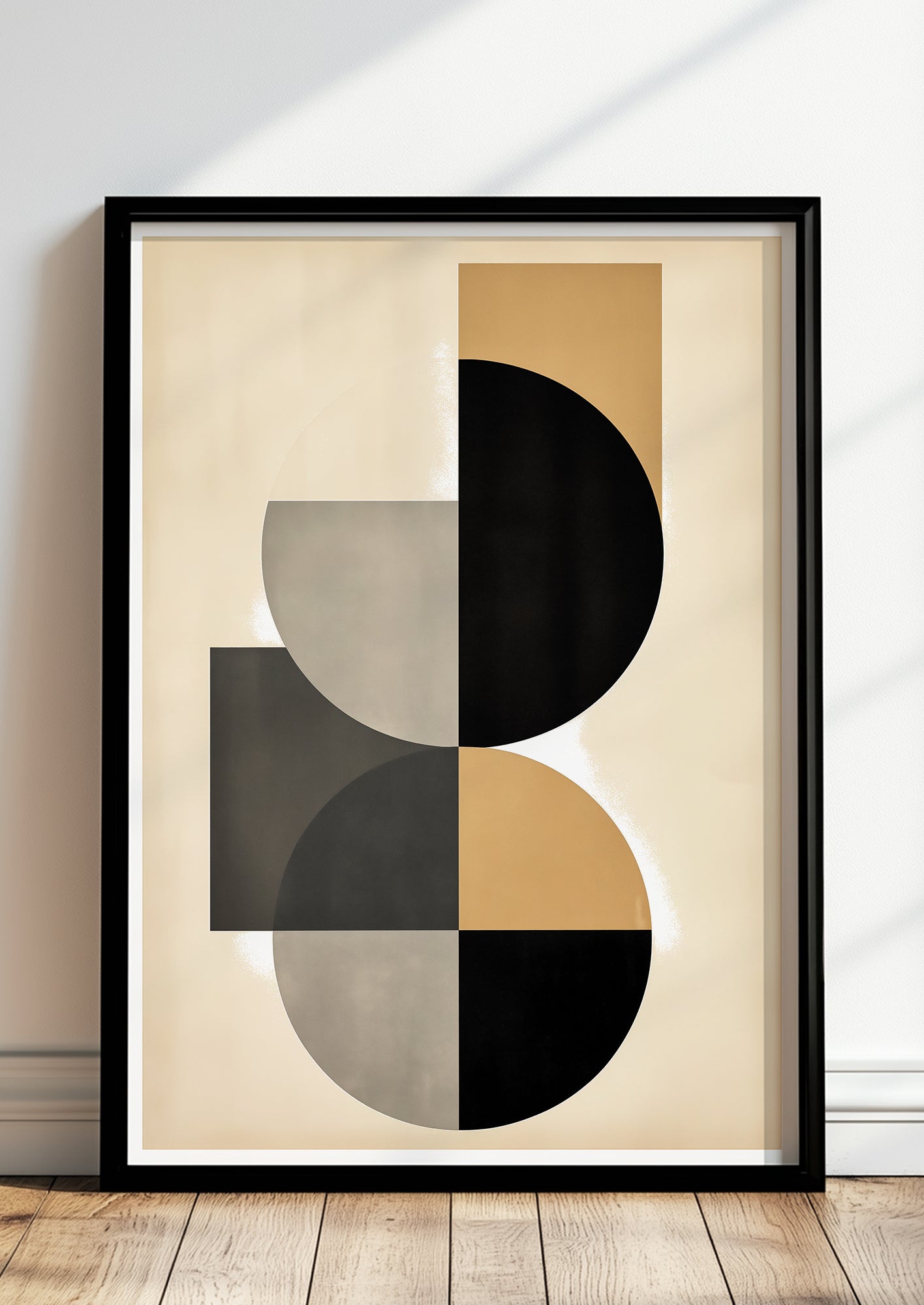 Gerahmtes Poster „BAUHAUS - Beige Brown Black“ in modernem Raum.